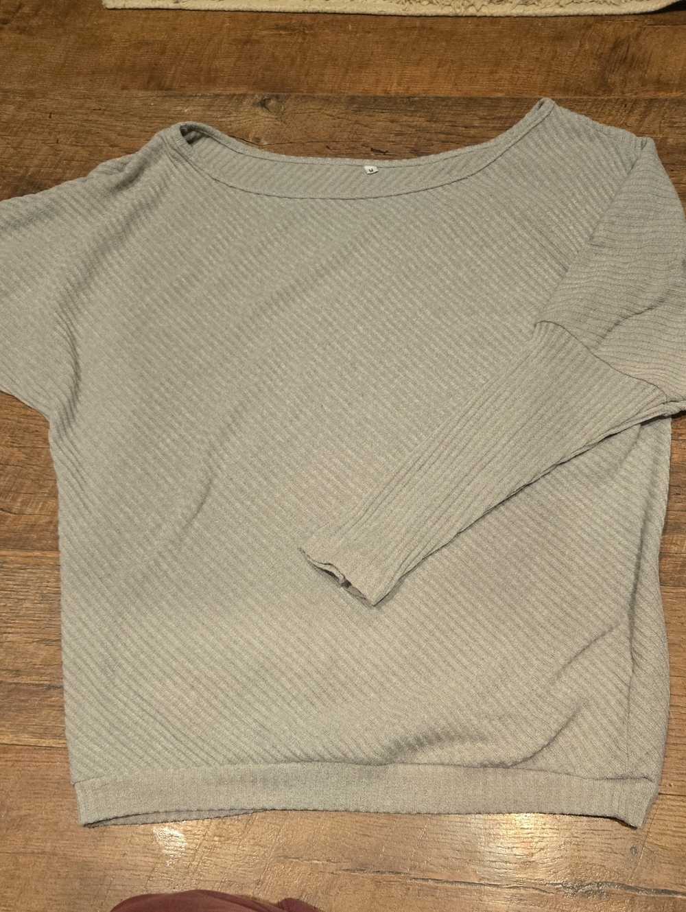 Women's Batwing Ribbed Boatneck Sweater - Light Gray